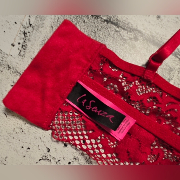 La Senza Red Lace Longline Bralette Underwire Sheer Size M - Picture 12 of 13